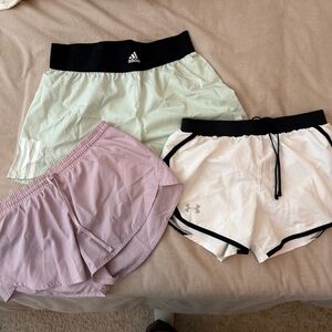 Under Armour White and Black Trim Athletic Shorts